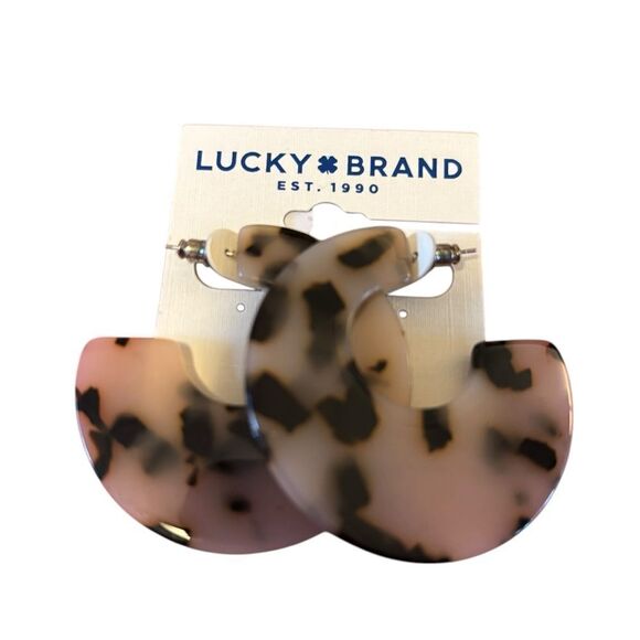 Lucky Brand Tortoise Shell C Hoop Earrings. - Picture 5 of 6